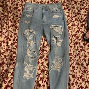 high waisted ripped jeans